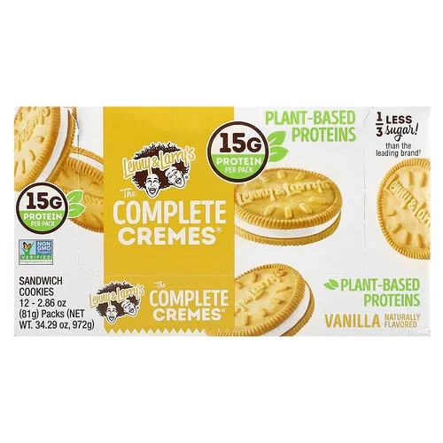 Lenny & Larry's, The Complete Cremes®, Galletas de sándwich, Vainilla, 12 paquetes, 81 g (2,86 oz) cada uno