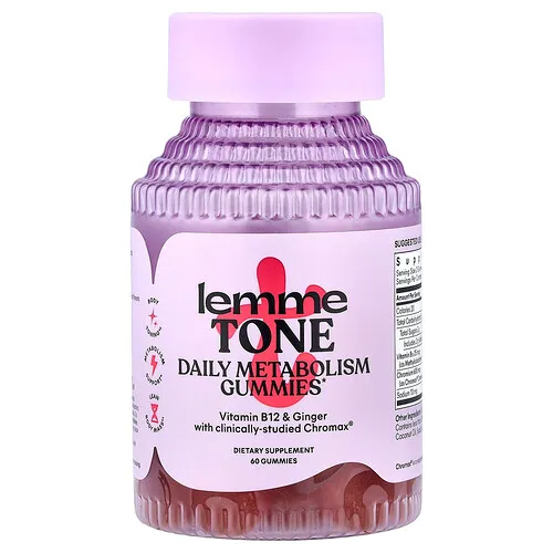 Lemme, Tonificante, Gomitas para favorecer el metabolismo diario, Sandía y manzana, 60 gomitas