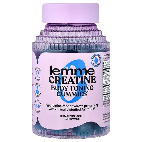 Lemme, Creatina, Gomitas tonificantes para el cuerpo, Frambuesa azul, 60 gomitas