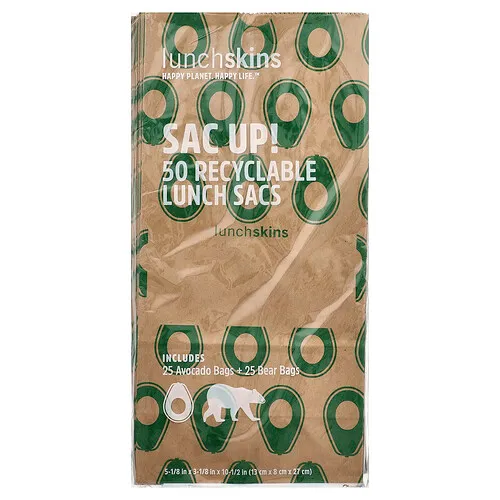 Lunchskins, Sac Up! Bolsas reciclables para comida, 50 bolsas
