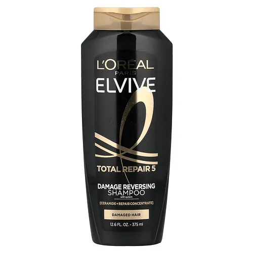 L'Oréal, Elvive, Reparación total 5, Champú para revertir el daño, Cabello dañado, 375 ml (12,6 oz. líq.)