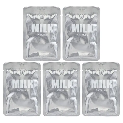 Lapcos, Set de mascarillas de belleza humectantes, Leche, 5 mascarillas, 30 ml (1,01 oz. líq.) cada una