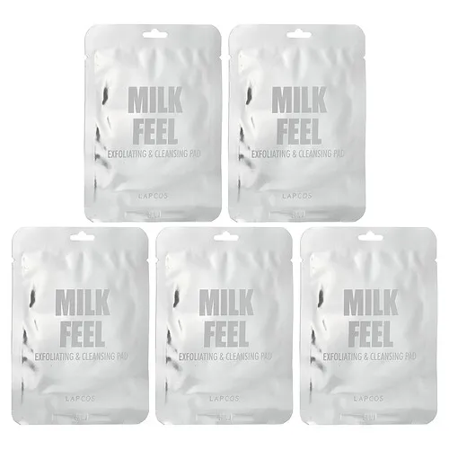 Lapcos, Milk Feel, Almohadilla exfoliante y de limpieza`` 5 almohadillas, 7 g (0,24 oz) cada una