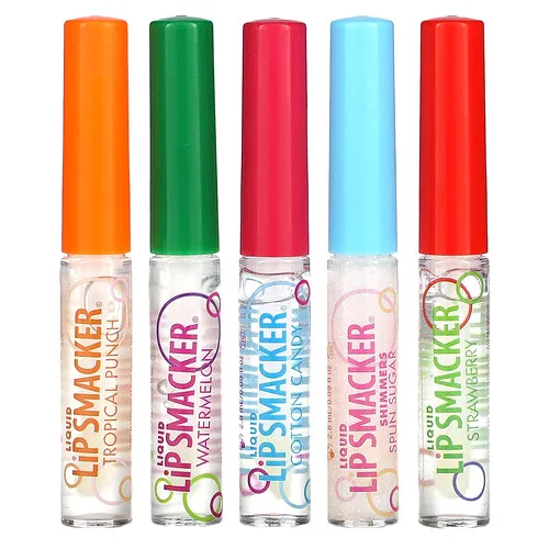 Lip Smacker, Brillo de labios líquido, Paquete surtido, Paquete de 5, 14 ml (0,45 oz. líq.)