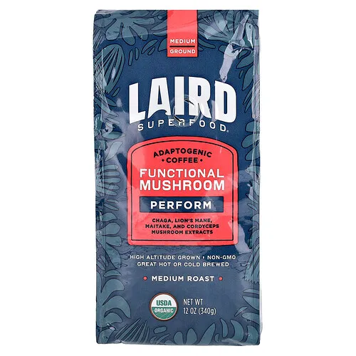 Laird Superfood, Café con hongos funcionales, Perform, Molido, Tostado medio, 340 g (12 oz)