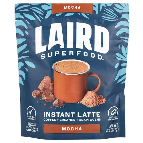 Laird Superfood, Latte instantáneo, Café con crema y adaptógenos, Moca, 227 g (8 oz)