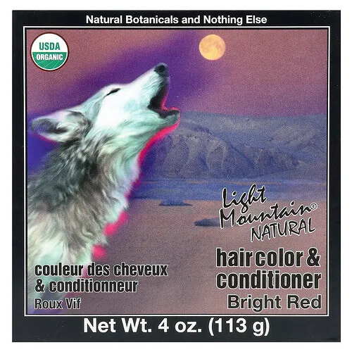 Light Mountain, Shampoo color y acondicionador natural, Rojo brillante (113 g)