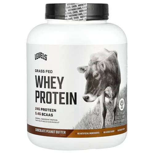 Levels, Proteína de suero de leche proveniente de animales alimentados con pasturas en polvo, Chocolate y mantequilla de maní, 2,27 kg (5 lb)