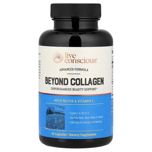 Live Conscious, Beyond Collagen, Con biotina y vitamina C, 90 cápsulas