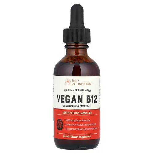 Live Conscious, Vitamina B12 vegana, Concentración máxima, 60 ml