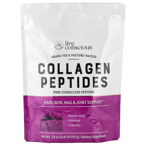Live Conscious, Péptidos de colágeno, Sin sabor, 220 g (7,8 oz)
