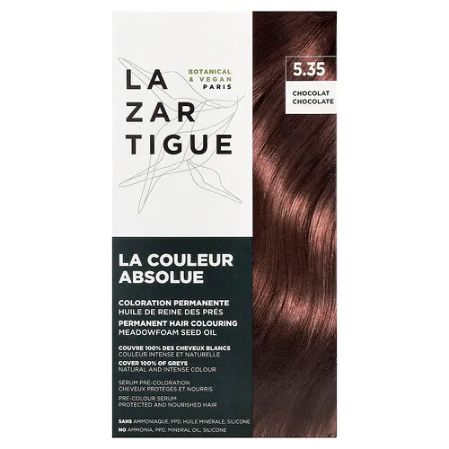 Lazartigue, Tinte permanente para el cabello, 5.35 Chocolate, 1 aplicación