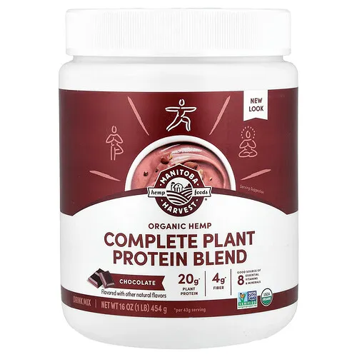 Manitoba Harvest, Cáñamo orgánico, Mezcla completa de proteínas de origen vegetal, Chocolate, 454 g (1 lb)