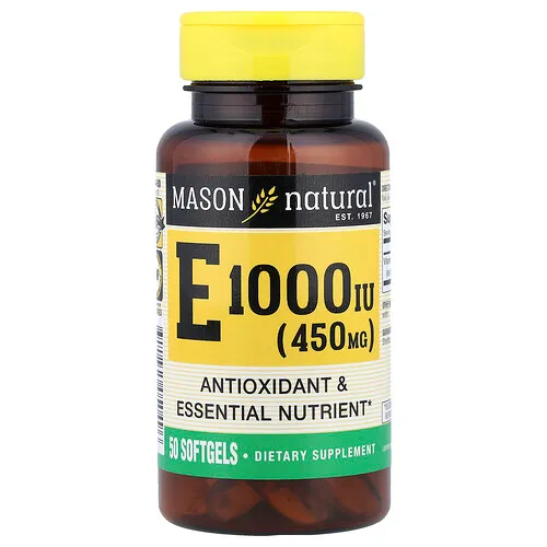 Mason Natural, Vitamina E, 450 mg (1000 UI), 50 cápsulas blandas