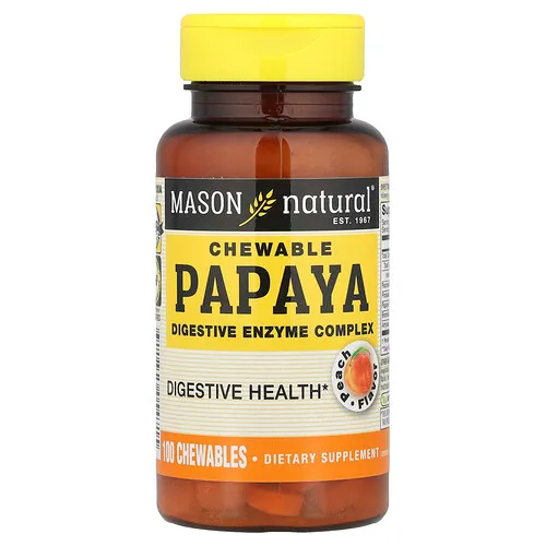Mason Natural, Papaya, Complejo de enzimas digestivas, 100 comprimidos masticables