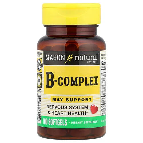 Mason Natural, Complejo B, 100 cápsulas blandas