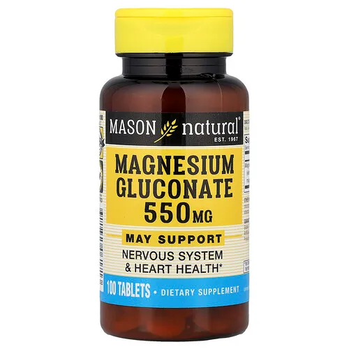 Mason Natural, Gluconato de magnesio, 550 mg, 100 comprimidos