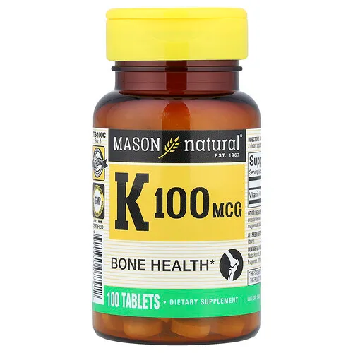 Mason Natural, Vitamina K, 100 mcg, 100 comprimidos