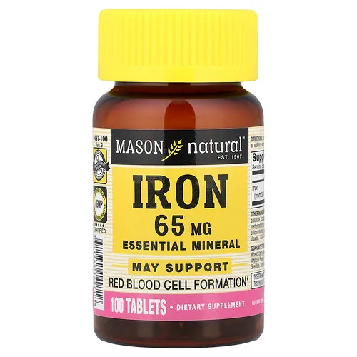 Mason Natural, Hierro, 65 mg, 100 comprimidos