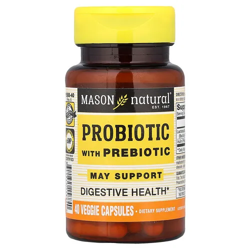 Mason Natural, Suplemento probiótico con prebióticos, 40 cápsulas vegetales