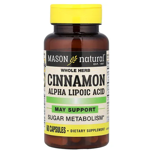 Mason Natural, Canela y ácido alfa-lipoico, 60 cápsulas