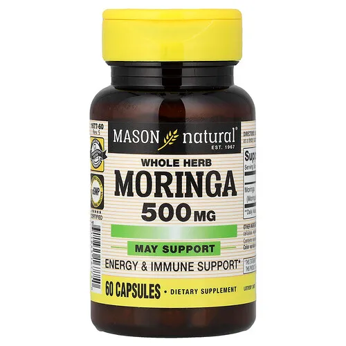 Mason Natural, Moringa a base de hierbas, 500 mg, 60 cápsulas