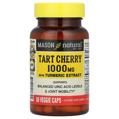 Mason Natural, Cereza ácida con extracto de cúrcuma, 1000 mg, 60 cápsulas vegetales