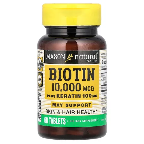 Mason Natural, Biotina con queratina, 60 comprimidos