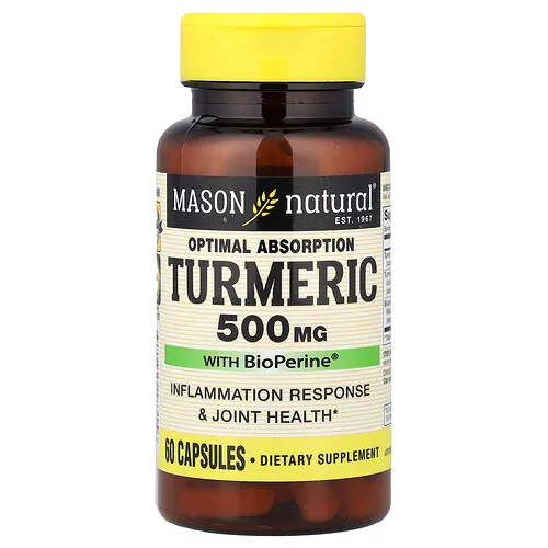 Mason Natural, Cúrcuma de absorción óptima con BioPerine®, 60 cápsulas