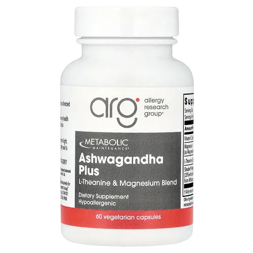 Metabolic Maintenance, Ashwagandha y más, Mezcla de L-teanina y magnesio, 60 cápsulas vegetales