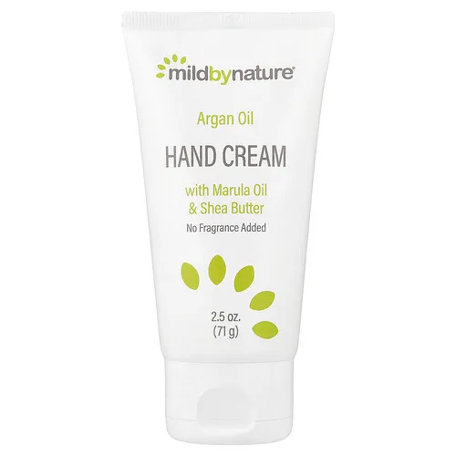 Mild By Nature, Crema para las manos con aceite de argán más aceites de marula y coco, y manteca de karité, Con efecto calmante y sin fragancia, 71 g (2,5 oz)