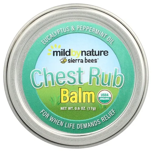Mild By Nature, Bálsamo para el pecho, Eucalipto y menta, 17 g (0,6 oz)