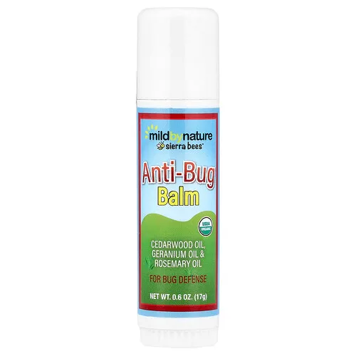 Mild By Nature, Bálsamo en barra repelente de insectos, Aceites de cedro, geranio y romero, 17 g (0,6 oz)