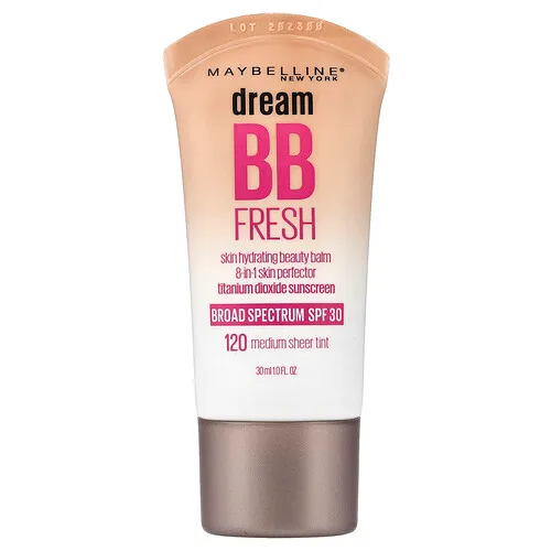 Maybelline, Dream BB Fresh, Bálsamo de belleza hidratante para la piel, FPS 30, 120 Tinte en lámina medio, 30 ml (1 oz. líq.)