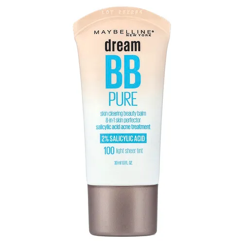 Maybelline, Dream BB Pure, Bálsamo de belleza para la limpieza de la piel, 100 Light Sheer Tint, 30 ml (1 oz. líq.)
