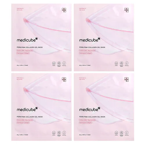 Medicube, PDRN, Mascarilla de belleza en gel con colágeno rosa, 4 láminas, 28 g (0,98 oz) cada una