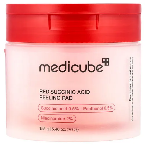 Medicube, Almohadilla exfoliante de ácido succínico rojo, 70 almohadillas