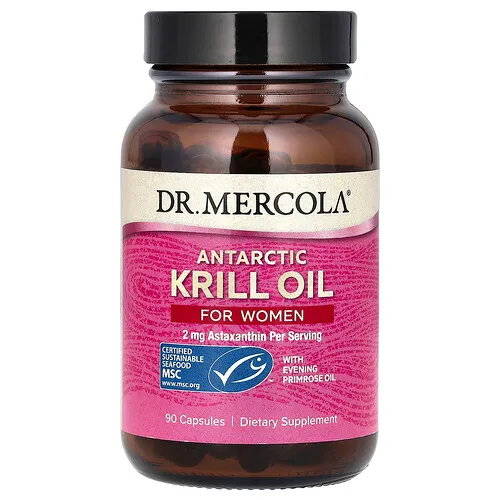 Dr. Mercola, Aceite de kril antártico para mujeres, 90 cápsulas