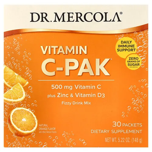 Dr. Mercola, Vitamina C-PAK®, Sabor natural a naranja, 30 sobres, 4,93 g (0,17 oz) cada uno