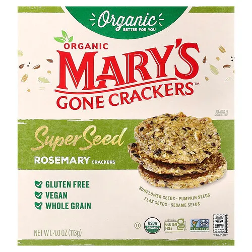 Mary's Gone Crackers, Supergalletas con semillas orgánicas, Romero, 113 g (4 oz)