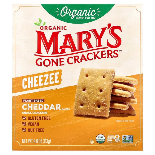 Mary's Gone Crackers, Galletas saladas con queso orgánico, Queso cheddar, 113 g (4 oz)