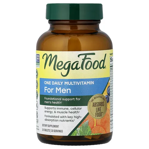 MegaFood, Suplemento multivitamínico de una ingesta diaria, Para hombres, 30 comprimidos