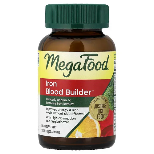 MegaFood, Iron Blood Builder™, Suplemento para favorecer los niveles de hierro, 30 comprimidos
