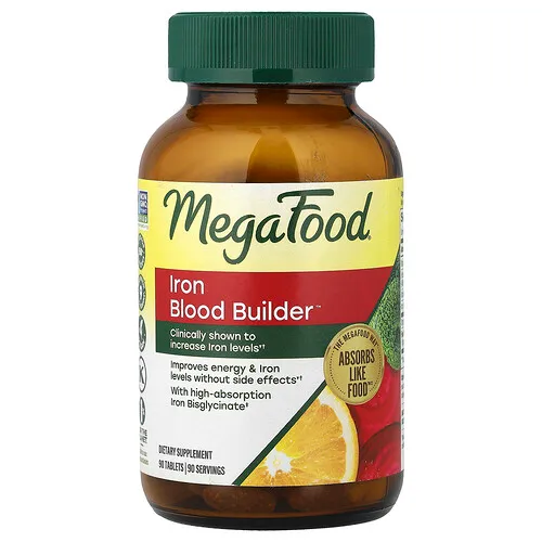 MegaFood, Iron Blood Builder™, Suplemento para favorecer los niveles de hierro, 90 comprimidos