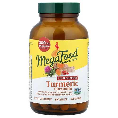 MegaFood, Curcumina de cúrcuma, Hígado, 90 comprimidos