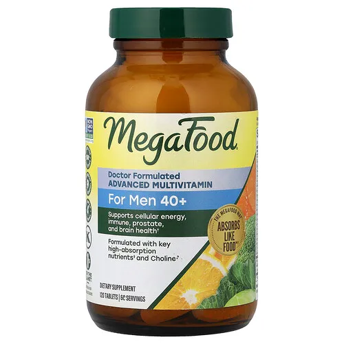 MegaFood, Suplemento multivitamínico avanzado, Para hombres mayores de 40 años, 120 comprimidos