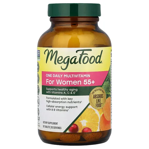 MegaFood, Suplemento multivitamínico de una ingesta diaria, Para mujeres mayores de 55 años, 90 comprimidos
