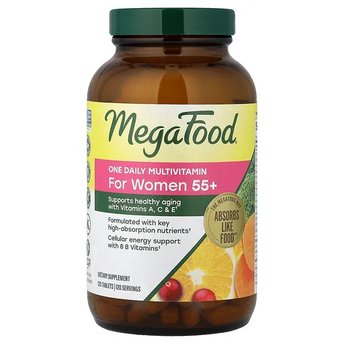 MegaFood, Para mujeres mayores de 55 años, Suplemento multivitamínico de un día, 120 comprimidos