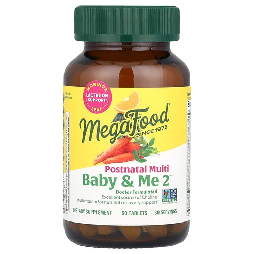 MegaFood, Baby & Me 2™, Suplemento multivitamínico posnatal, 60 comprimidos