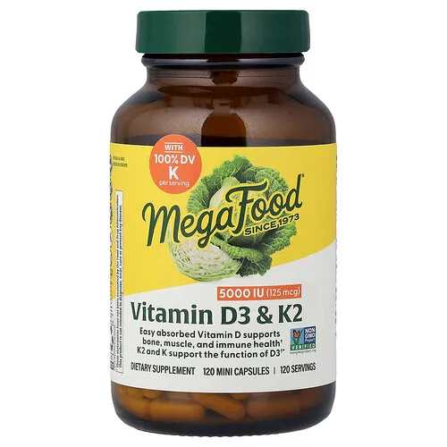 MegaFood, Vitaminas D3 y K2, 120 minicápsulas